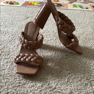 Elegant Braided Tan Heels